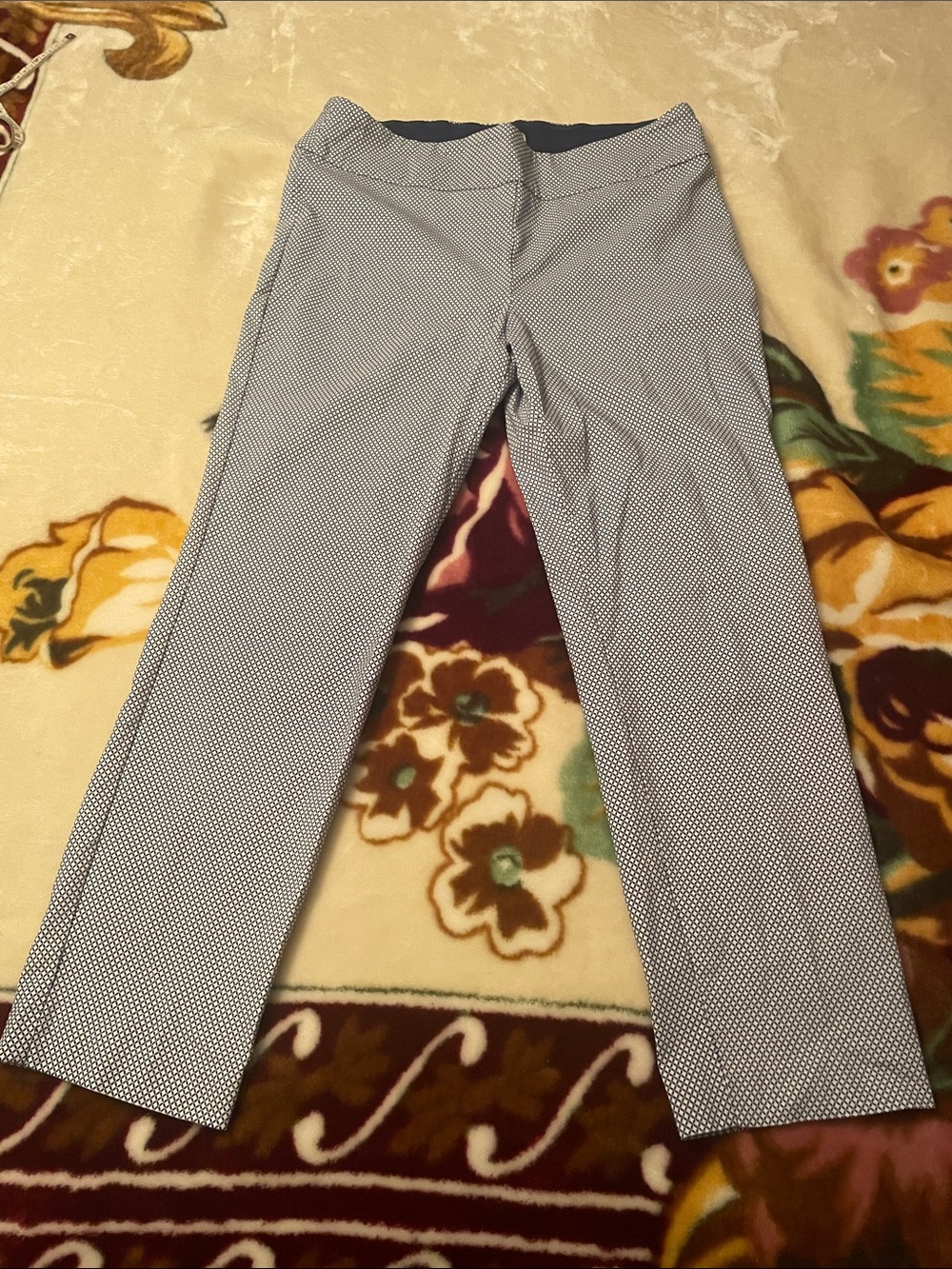 Classic Women’s Printed Straight-Leg Pants - Blue/White Size 16